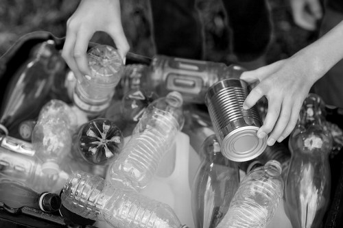Construction site managing waste disposal in Parsons Green